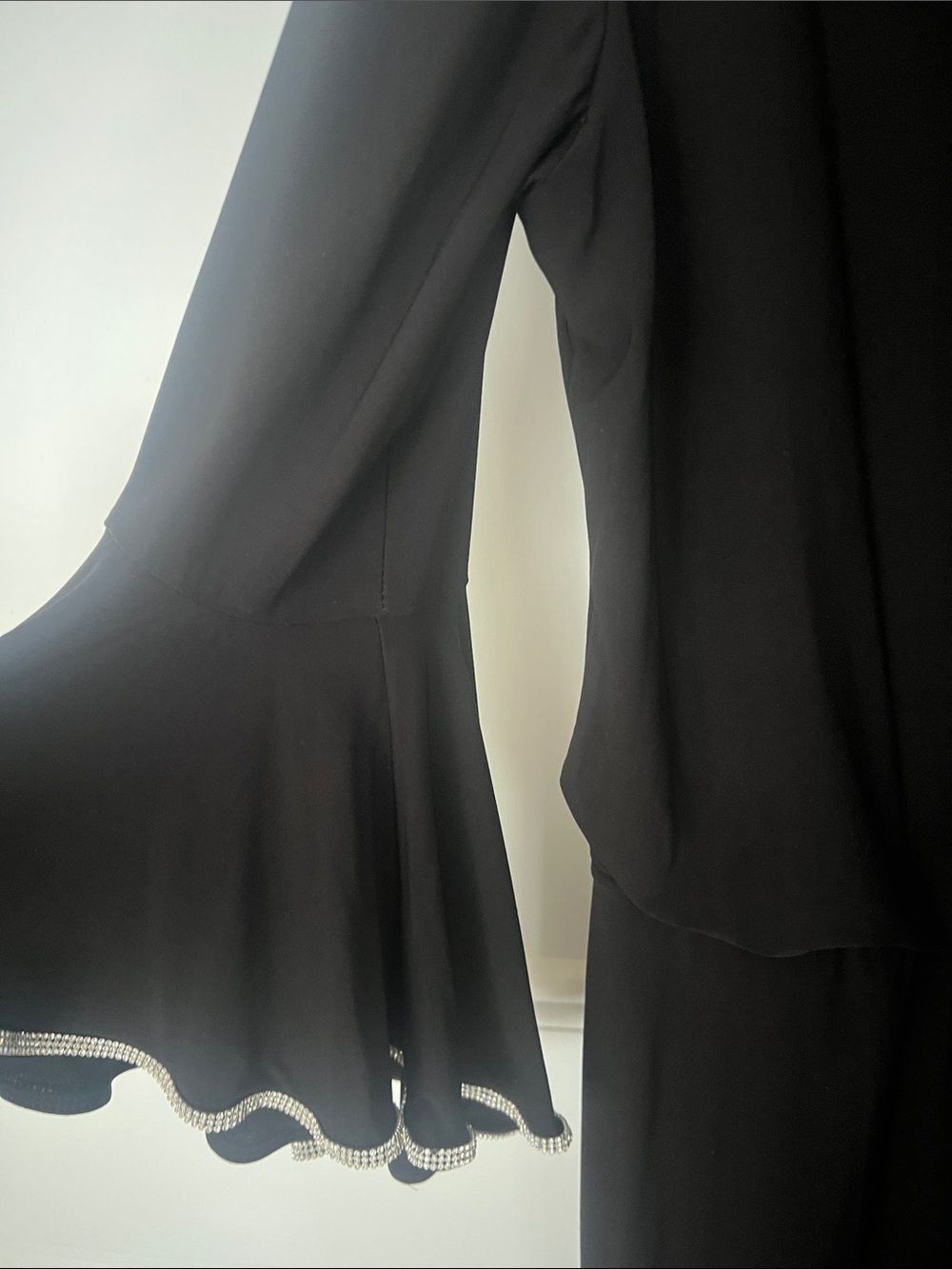MSK Black Long-Sleeve Jumpsuit with Silver sparkle Accent Trim - Picture 4 of 8